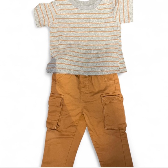 Striped Gray and Orange Kids Shirt - Picture 1 of 1